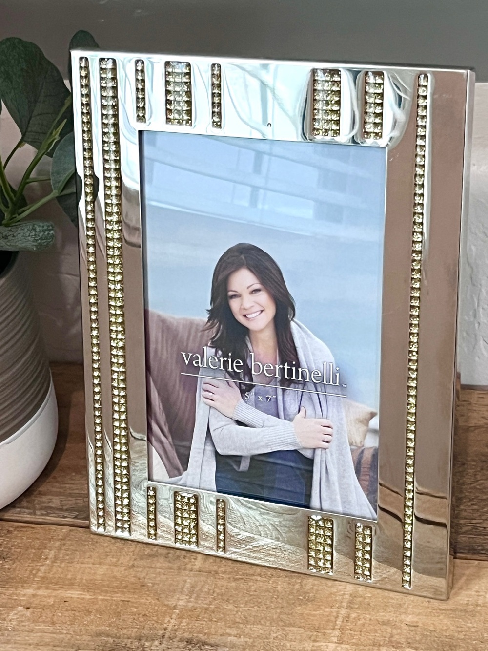 Silver Valerie Bertinelli Crystal Rhinestone Embellished Picture Frame 5x7